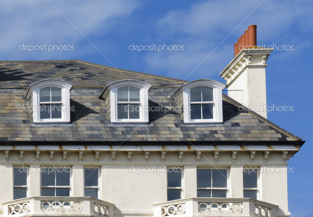 Rooftops of terraced houses in  Folkestone, Kent, UK